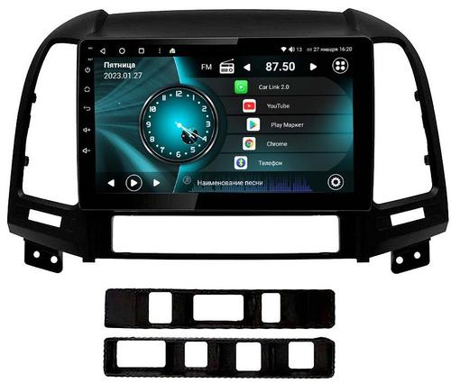 Магнитола для Hyundai Santa Fe 2006-2012 (рамка черная) - Vaycar VA23-0008 на Android 13, 8-ядер, 4G SIM-слот