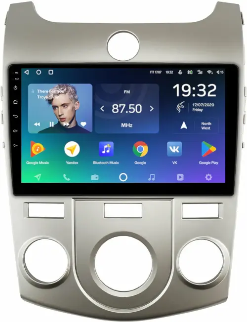 Магнитола для KIA Cerato 2 2008-2013 (кондиционер, рамка серебро) - Teyes CC2 PLUS на Android 10, ТОП процессор, 4Гб+64Гб, 4G SIM-слот