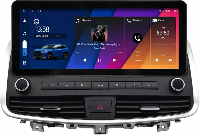Магнитола для Nissan Teana 2008-2013 - Canbox H-Line 0810 монитор 12.3" QLED в стиле Audi на Android 10, ТОП-процессор, CarPlay, 4G SIM-слот