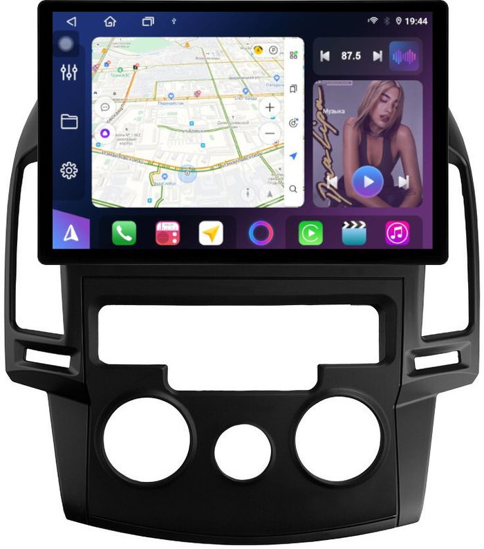 Магнитола для Hyundai i30 1 2007-2012 (кондиционер) - FarCar BX877 монитор 13" 2K QLED на Android 13, Быстрая, CarPlay, 4G SIM-слот