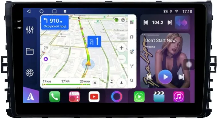 Магнитола для VW Jetta 7, Teramont, Taos, Multivan/Caravelle 2020+, Tiguan 2, Passat B8 - FarCar S400-TS18 монитор 9.5" QLED на Android 14, CarPlay, 4G SIM-слот