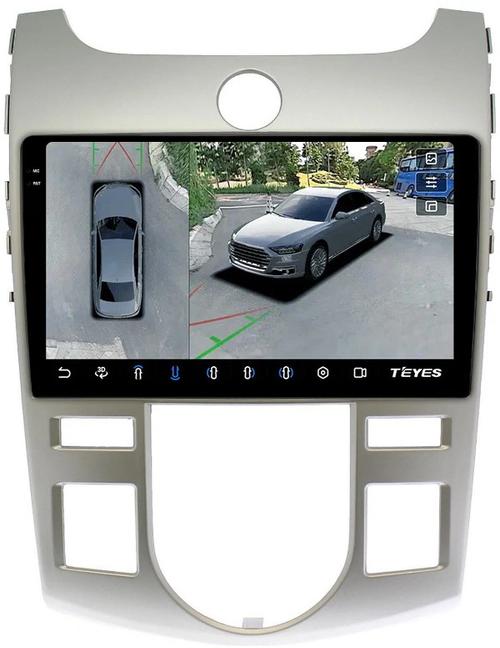 Магнитола для KIA Cerato 2 2008-2013 (климат, рамка серебро) - Teyes CC3-2K-360 на Android 10, 2K QLED, 6Гб+128Гб, CarPlay, 4G SIM-слот, 4 камеры в комплекте