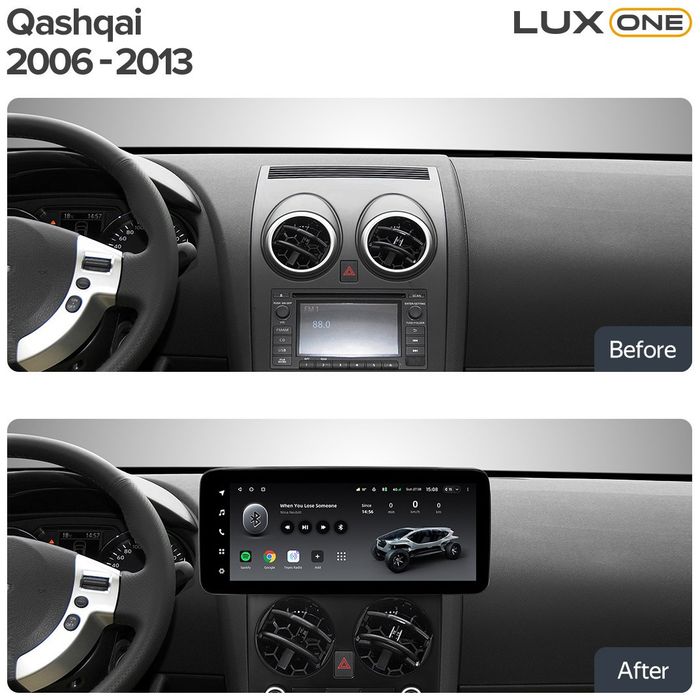 Магнитола для Nissan Qashqai J10 2006-2013, Dualis - Teyes LUX ONE 360 монитор 12.3" 2K QLED на Android 10, 6/128Гб, CarPlay, 4G SIM-слот, 4 камеры в комплекте