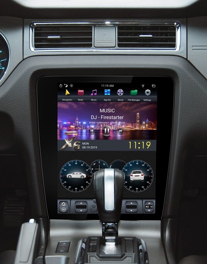 Магнитола для Ford Mustang 2009-2013 (кондиционер) - Kuberg ZF-1258M-Q6 вертикальный экран в стиле "Тесла" на Android 11, 8Гб+128Гб, CarPlay, 4G SIM-слот
