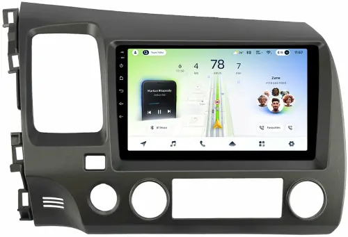 Магнитола для Honda Civic 8 4d 2005-2012 (левый руль) - Teyes CC4L монитор 9" IPS на Android 14, Быстрая, Snapdragon 662, CarPlay, 4G SIM-слот
