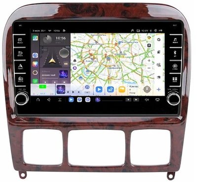 Магнитола для Mercedes-Benz S (W220) 1998-2005 - Kuberg OL-9952 (кнопки и крутилки) Android 13, TS20, 6+128Гб, CarPlay, 4G SIM-слот