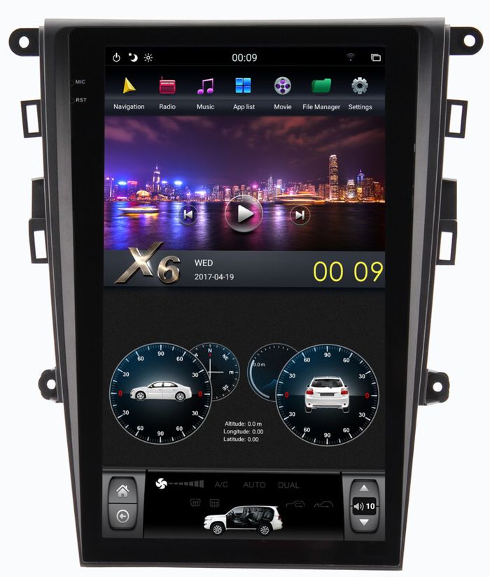 Магнитола для Ford Mondeo 5 2015+ (без SYNC) - Kuberg ZF-1809-DSP ("Тесла-Стиль") на Android 9, 6-ТУРБО ядер, 4ГБ-32ГБ