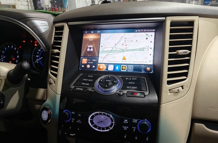 Магнитола для Infiniti QX70, FX35 (S51), FX37, FX30d, FX50 2008-2016 (Поддержка Bose и 360) - Kuberg KP-9828-5 (бежевая) Android 12, TS10, CarPlay, 4G SIM-слот