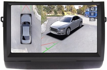 Магнитола для Toyota Prius 20 2003-2011 (вниз, без JBL) - FarCar BX9-360-9613F1L монитор 9.5" 2K QLED на Android 13, 6Гб+128Гб, CarPlay, 4G SIM-слот, 4 камеры в комплекте