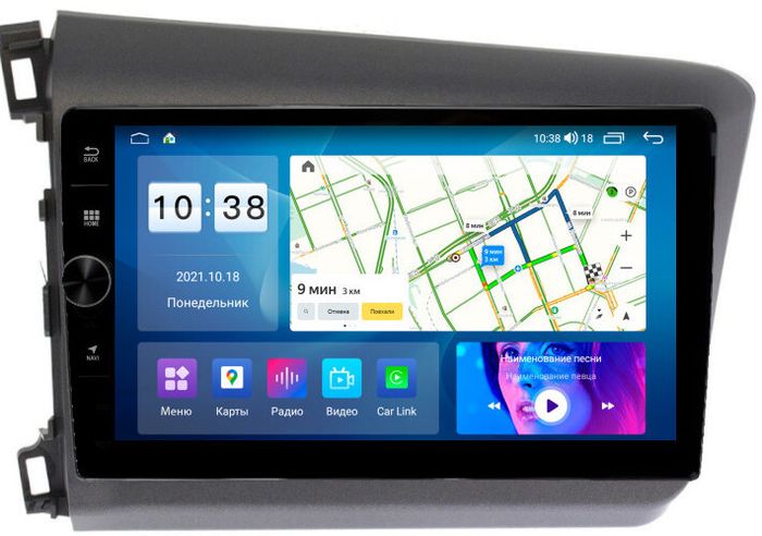 Магнитола для Honda Civic 9 2012 седан - Parafar PF132LHDAV на Android 12, Быстрая, CarPlay, 4G SIM-слот