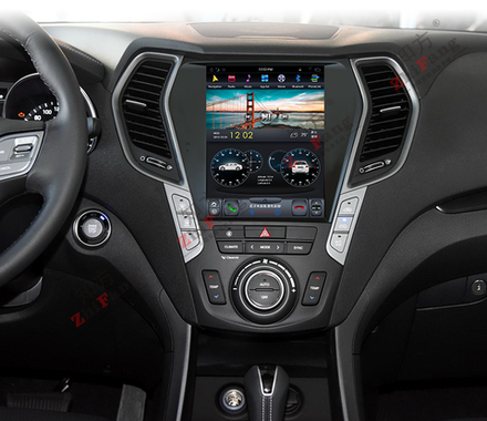 Магнитола для Hyundai Santa Fe 3 DM 2012-2018 (климат на ШГУ) - Kuberg ZF-1157-DSP вертикальный экран 10.4" в стиле "Тесла" на Android 9, 4/64 ГБ