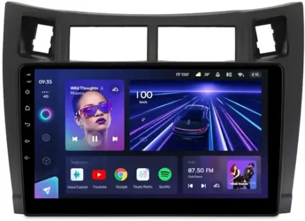 Магнитола для Toyota Vitz 2, Yaris 2 2005-2011 (рамка черная) - Teyes CC3 на Android 10, QLED, ТОП процессор, 4Гб+32Гб, CarPlay, 4G SIM-слот