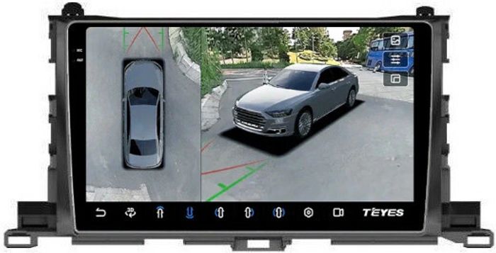 Магнитола для Toyota Highlander 3 U50 2013-2020 - Teyes CC3-2K-360 на Android 10, 2K QLED, 6Гб+128Гб, CarPlay, 4G SIM-слот, 4 камеры в комплекте