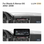 Магнитола для Mazda 6 GG 2002-2007, Atenza (джойстик в комплекте) - Teyes LUX ONE 360 монитор 12.3", Android 10, ТОП процессор, CarPlay, 4G SIM-слот, 4 камеры в комплекте, 6/128 ГБ