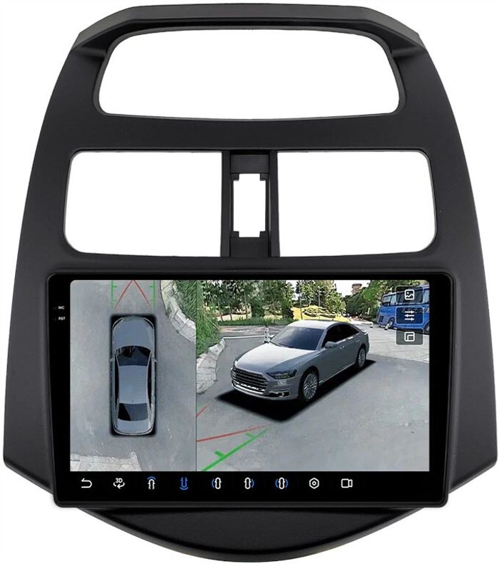 Магнитола для Chevrolet Spark M300 2009-2025+, Ravon R2 - FarCar BX3039M-360 монитор 9.5" 2K QLED на Android 13, 6Гб+128Гб, CarPlay, 4G SIM-слот, 4 камеры в комплекте