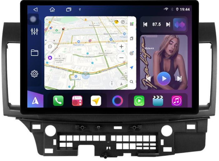 Магнитола для Mitsubishi Lancer X 2007-2016 (рамка 10) - FarCar BX877 монитор 13" 2K QLED на Android 13, Быстрая, CarPlay, 4G SIM-слот