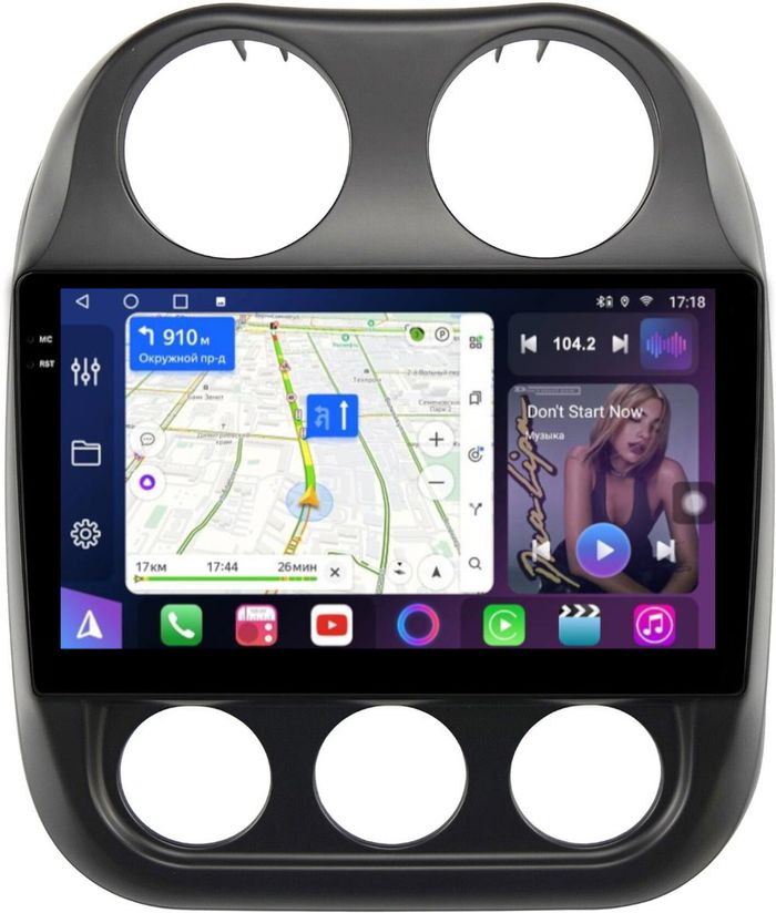 Магнитола для Jeep Compass 2011-2015 - FarCar 1078M монитор 10.36" QLED на Android 14, TS18, CarPlay, 4G SIM-слот