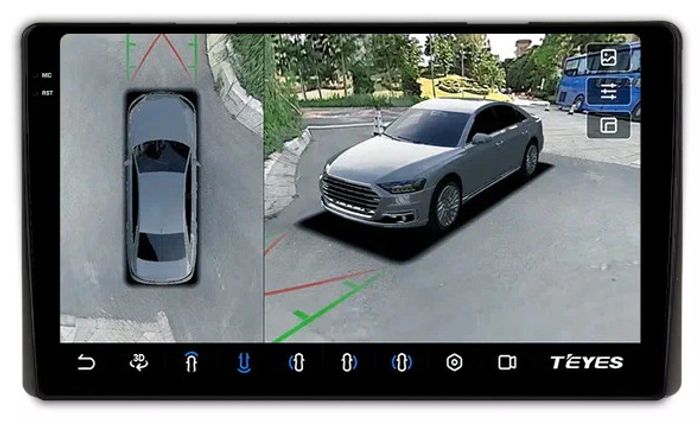 Магнитола для Toyota (внутрь отсека 230х130мм штатной рамки) - Teyes CC3-2K-360 на Android 10, 2K QLED, 6Гб+128Гб, CarPlay, 4G SIM-слот, 4 камеры в комплекте