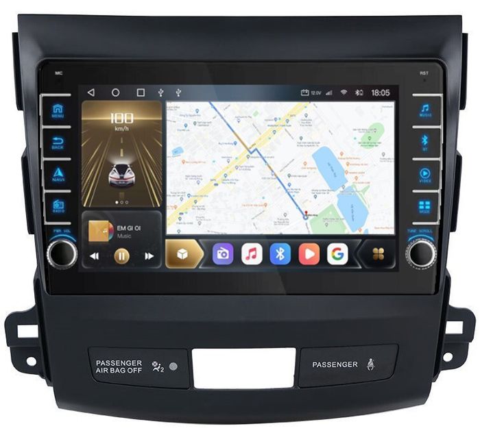 Магнитола для Mitsubishi Outlander XL, Peugeot 4007, Citroen C-Crosser - Kuberg OL-9636 (кнопки и крутилки), Android 12, Быстрая, CarPlay, 4G SIM-слот