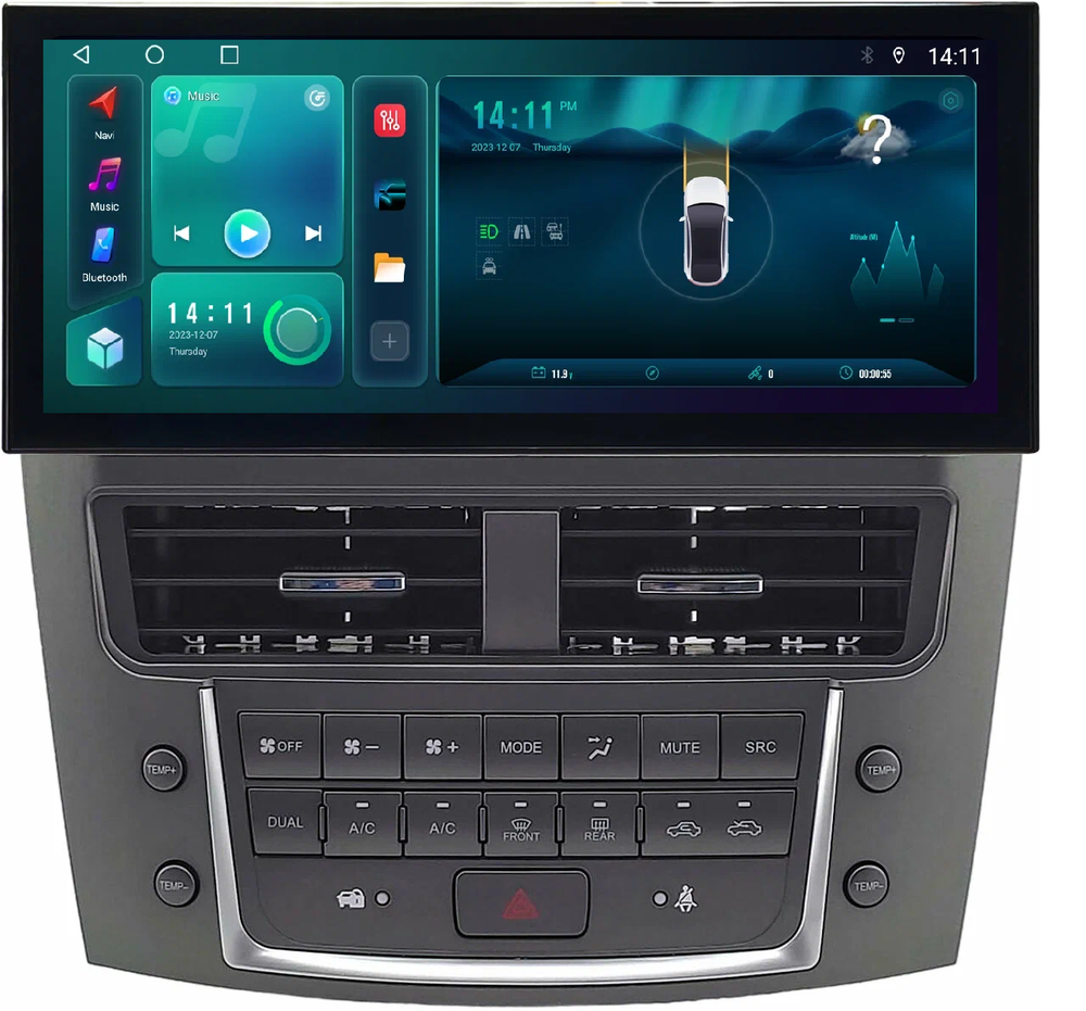 Магнитола для Lexus IS250 XE20 2005-2013 (все комплектации) - Kuberg KP-1230 монитор 12.5" в стиле LEXUS на Android 12, TS10, CarPlay, 4G SIM-слот