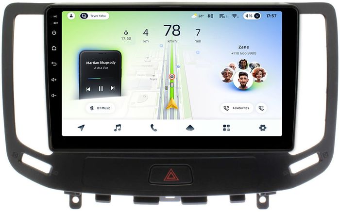 Магнитола для Infiniti G25, G35, G37 2006-2013 - Teyes CC4L монитор 9" IPS на Android 14, Быстрая, Snapdragon 662, CarPlay, 4G SIM-слот