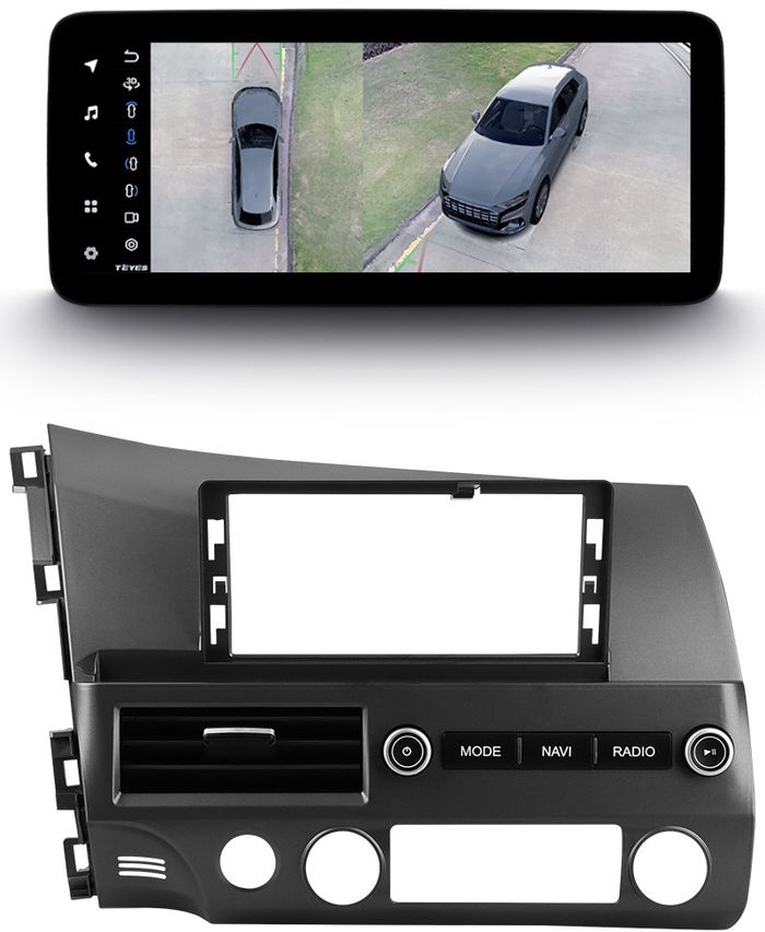 Магнитола для Honda Civic 8 4d 2005-2012 (левый руль) - Teyes LUX ONE 360 монитор 12.3" 2K QLED на Android 10, CarPlay, 4G SIM-слот, 6/128 ГБ, 4 камеры в комплекте