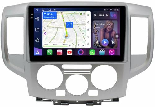 Магнитола для Nissan NV200 2009+ (рамка серебро) - FarCar BM9-9677 монитор 9.5" QLED на Android 14, TS10, 4+32Гб, CarPlay, 4G SIM-слот