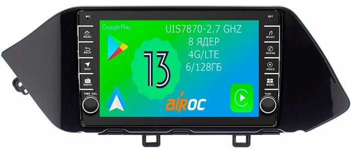 Магнитола для Hyundai Sonata 2020+ - Airoc AB-2038 (кнопки и крутилки), Android 13, Быстрая, SIM-слот, CarPlay