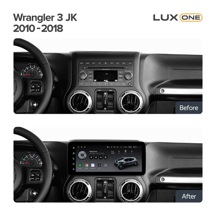 Магнитола для Jeep, Dodge 2007-2018 (207x98мм) - Teyes LUX ONE 360 монитор 12.3" на Android 10, Быстрая, CarPlay, 4G SIM-слот, 4 камеры в комплекте
