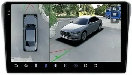 Магнитола для Subaru Levorg 1 VM 2014-2017 (вместо 2din, рамка-накладка) - FarCar BX9-360-9645F1 монитор 9.5" 2K QLED на Android 13, 6Гб+128Гб, CarPlay, 4G SIM-слот, 4 камеры в комплекте