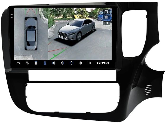 Магнитола для Mitsubishi Outlander 3 2012-2021 (правый руль) - Teyes CC3-2K-360 монитор 9.5" 2K QLED на Android 10, 6Гб+128Гб, CarPlay, 4G SIM-слот, 4 камеры в комплекте