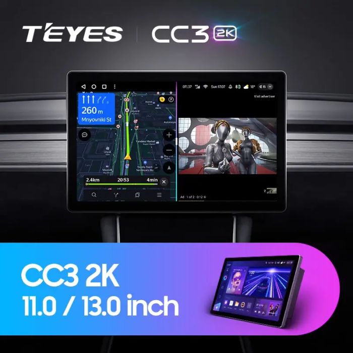 Магнитола для Toyota Highlander 3 U50 2013-2020 - Teyes CC3-2K-360 монитор 13" 2K QLED на Android 10, 6Гб+128Гб, CarPlay, 4G SIM-слот, 4 камеры в комплекте