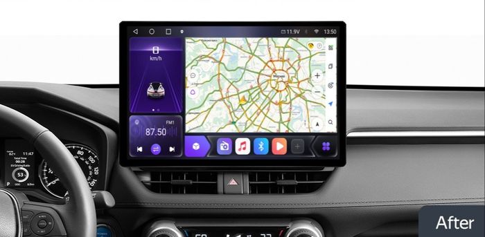 Магнитола для Toyota RAV4 5 XA50 2023+ (взамен 10", из Китая) - Kuberg LUX-RAV5/KP-13-S10 монитор 13" QLED+2K на Android 12, Быстрая, 4G SIM-слот, CarPlay