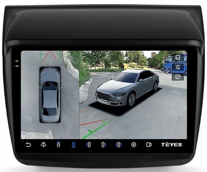Магнитола для Mitsubishi L200 4 2006-2015, Pajero Sport 2 2008-2015 - Teyes CC3-2K-360 на Android 10, 2K QLED, 6Гб+128Гб, CarPlay, 4G SIM-слот, 4 камеры в комплекте