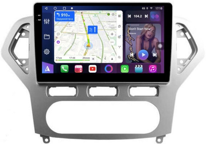 Магнитола для Ford Mondeo 4 2007-2010 (рамка серебро) - FarCar S400-TS18 монитор 10.36" QLED на Android 14, CarPlay, 4G SIM-слот