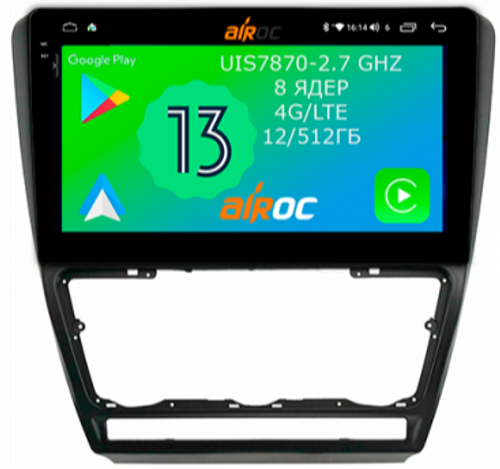 Магнитола для Skoda Octavia A5 2004-2013 - Airoc 2K AU-3202B (черная)на Android 13, TS20, 12/512Гб, SIM-слот