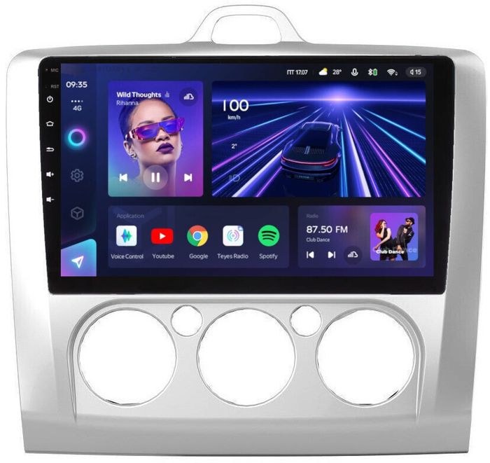 Магнитола для Ford Focus 2 2004-2011 (кондиционер) - Teyes CC3L на Android 10, 8-ядер, CarPlay, 4G SIM-слот