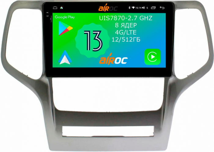Магнитола для Jeep Grand Cherokee 2010-2013 - Airoc 2K AU-2205 на Android 13, TS20, 12/512Гб, SIM-слот