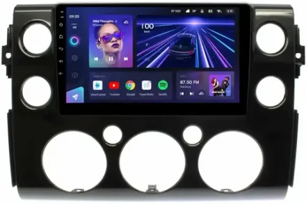 Магнитола для Toyota FJ Cruiser 2005-2022 (рамка черная) - Teyes CC3 монитор 9" QLED на Android 10, ТОП процессор, 4Гб+32Гб, CarPlay, 4G SIM-слот