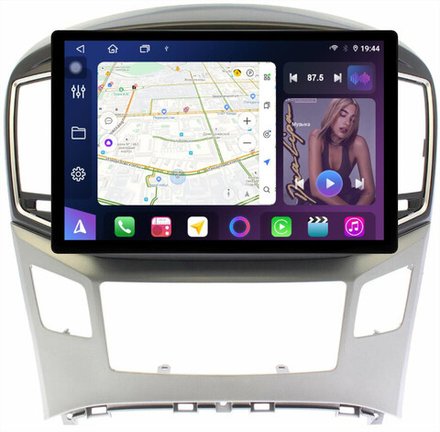 Магнитола для Hyundai H1, Grand Starex 2015-2022 (ШГУ монохром, авто с часами) - FarCar BX877 монитор 13" 2K QLED на Android 13, TS10, 6+128, CarPlay, 4G SIM-слот