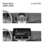 Магнитола для Ford Fiesta MK6 2008-2012 (красный БК) - Teyes LUX ONE ROUND монитор 12.3" 2K QLED на Android 10, Быстрая, CarPlay, 4G SIM-слот