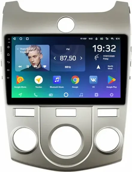 Магнитола для KIA Cerato 2 2008-2013 (кондиционер, рамка серебро) - Teyes CC2 PLUS на Android 10, ТОП процессор, 4Гб+64Гб, 4G SIM-слот