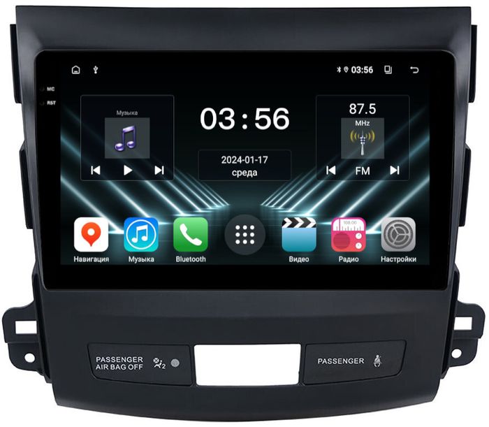 Магнитола для Mitsubishi Outlander XL, Peugeot 4007, Citroen C-Crosser - FarCar S280 монитор 9.5" IPS на Android 13, CarPlay