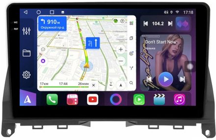 Магнитола для Mercedes-Benz C-класс W204 2007-2011 - FarCar BM9-9591 монитор 9.5" QLED на Android 14, TS10, 4+32Гб, CarPlay, 4G SIM-слот
