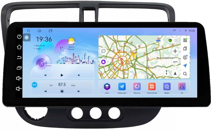 Магнитола для Honda Civic 7 2001-2005 левый руль - FarCar монитор 12.3" 2K QLED на Android 14, TS10, CarPlay, 4G SIM-слот