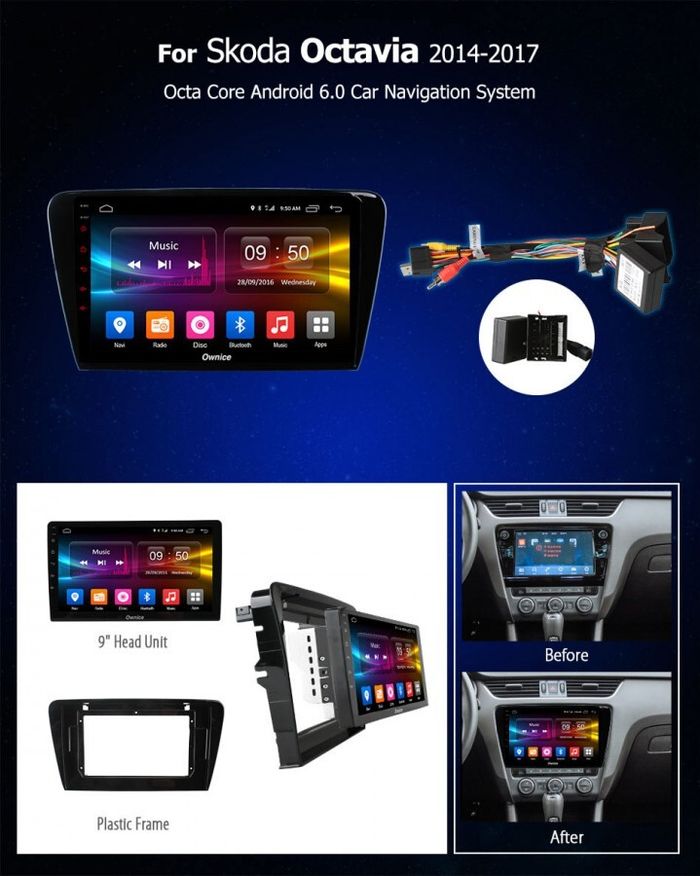Магнитола для Skoda Octavia A7 2013-2020 - Kuberg OL-1916 IPS, Android 10, 8 ядер (TS18), 4G SIM-слот