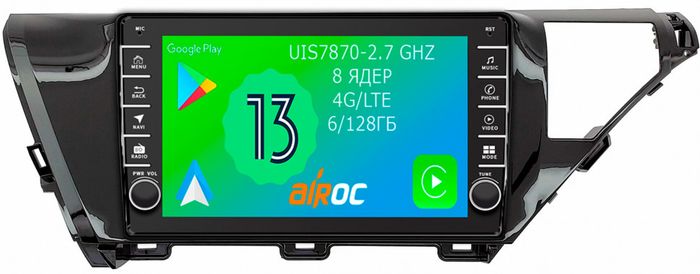 Магнитола для Toyota Camry 70 2017-2020 (без JBL) - Airoc AB-1128 (кнопки и крутилки), Android 13, Быстрая, SIM-слот, CarPlay