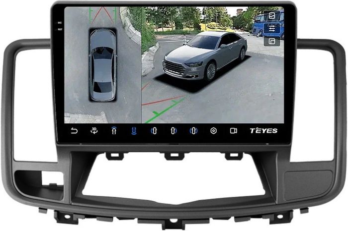 Магнитола для Nissan Teana J32 2008-2013 (ШГУ цветной) - Teyes CC3-2K-360 монитор 10.36" 2K QLED на Android 10, 6+128Гб, CarPlay, 4G SIM-слот, 4 камеры в комплекте