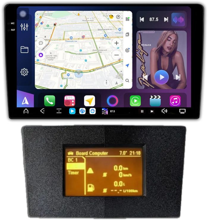 Магнитола для Opel Astra H (перенос БК вниз, черная) - FarCar XXL9-7382B монитор 9.5" 2K QLED на Android 14, TS20, 8+256Гб, CarPlay, 4G SIM-слот