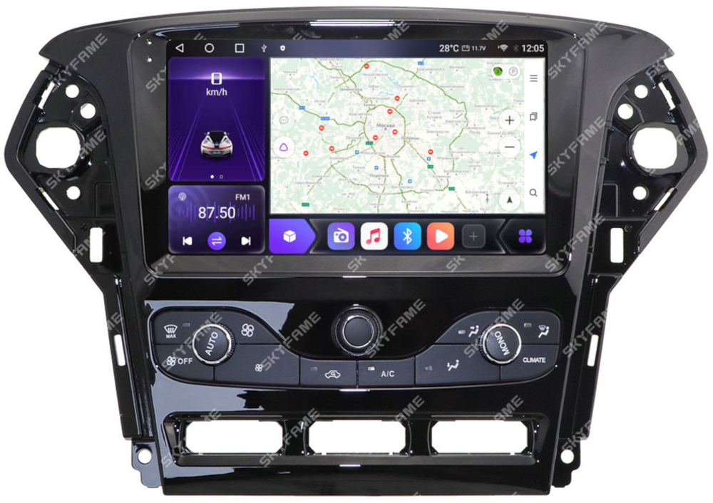 Магнитола для Ford Mondeo 4 2010-2014 - Kuberg SF-9281-2 QLed, Android 12, TS10,  CarPlay, 4G SIM-слот, блок климата в комплекте
